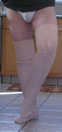 Cotton panties and thick winter thigh high socks