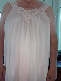 Comfortable sleeping last night in my vintage Shadowline gown (soft pink), ...