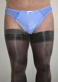 Tights Stockings Blue Panties and Cock Cage