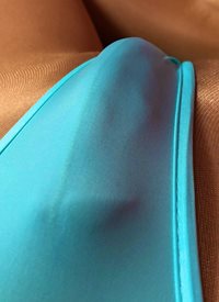 Love this aqua suit, just the right amount of room for my cock and balls