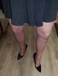 New Silkie's mocha pantyhose and heels with super comfy dress.