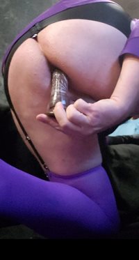 Sissy taking big thick dildo in slut hole