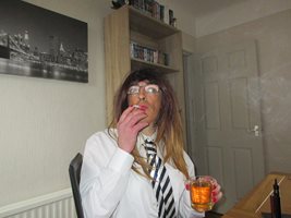 Naughty school girl slut smoking and drinking on a school day
