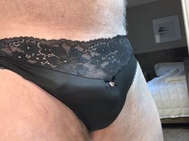 Sexy black satin and lace VS panties!