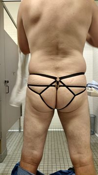A fun pair of panties I wore.  Having a little fun in the bathroom
