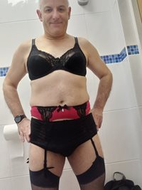 Black panties and bra today but ooops I have got a run in my stockings howe...
