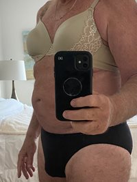 My first time wearing.. wifes bra and panties