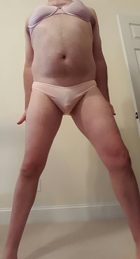 Posing in panties and a bra.