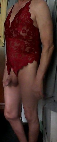 New crotchless pantyhose and red lace teddy!