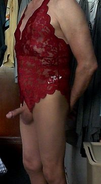 New crotchless pantyhose and red lace teddy!