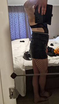 Trying out my new leather-ish skirt