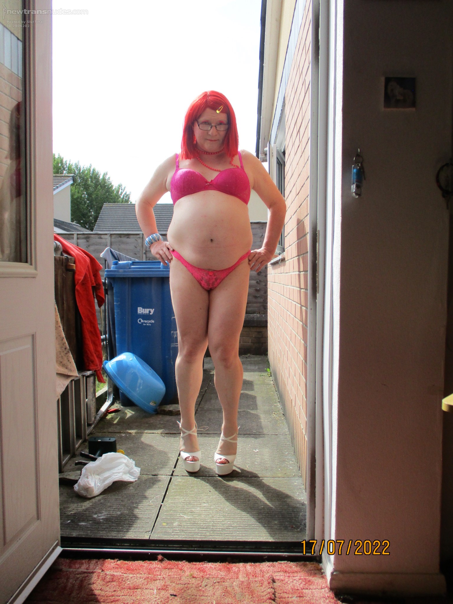 Showing My underwear of in the garden for Sir Colin.