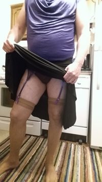 Showing off my garter and stockings