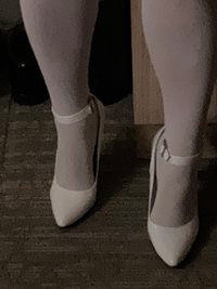Thigh highs and white 5" heels