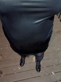 Legs, tights, dress and heels heading out on the town
