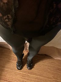 Legs and lingerie traveling for work