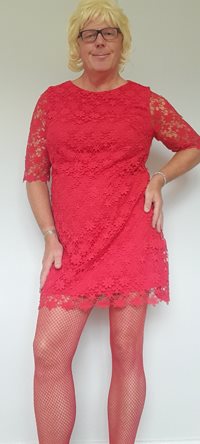 Posing in new dress.