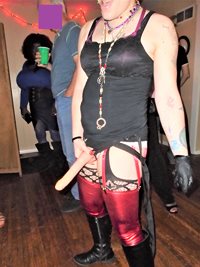 2022-07-02 Party: Saira fully "strapped" and ready to destroy sissy ass. Sh...