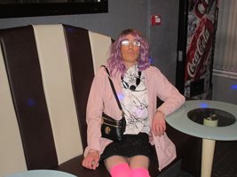 Debbie in Lulu's bar in Blackpool