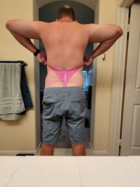 Borrowed these pink panties for the day. Panty wedgie