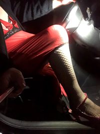 stockings and see through dress - - In the car, on a cold night, hoping for...