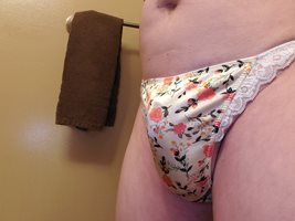 Love these floral print satin panties.  Wish you could feel them