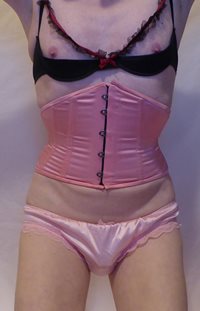 lacy pink satin panties with corset