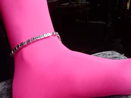 My new pink tights and panties with ankle chain