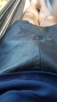 A little bulge under my black leather miniskirt.