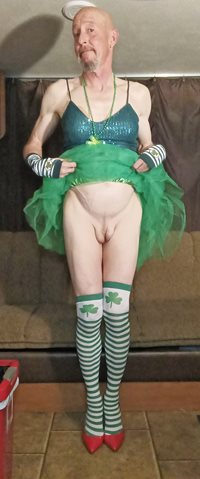 Does my pussy look fat? Faggot Andrew Brown dressed for St. Patrick's