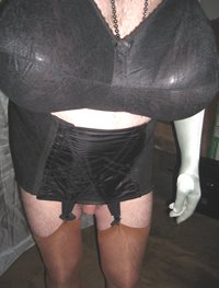 bulging boobs in black underware