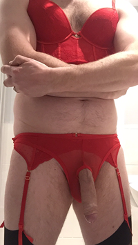 Red open front panties
