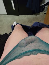 First time have worn ladies G-string to work. Fucking great feeling, horny ...