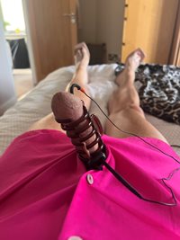 Even better now I e wrapped my pink blouse around my estimming cock. Now I’...