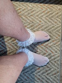 White fishnet lacey ankle socks.