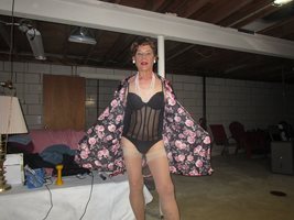 My floral robe goes well with this lingerie