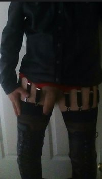 14 strap suspender  belt & leather
