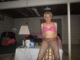 Posing on stool for you in Bra with just pantyhose
