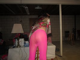 Showing off backside of tights
