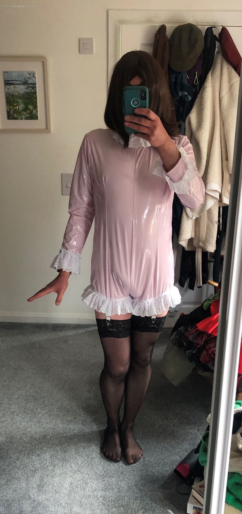 Ooopppsss! I appear to be turned on in my pvc romper! 🤭 xx