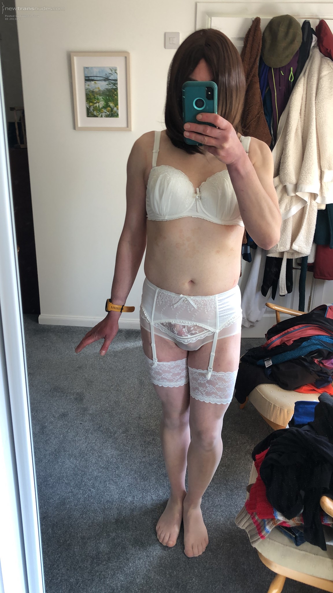 Would you take my virginity when im dressed in my wifes bridal lingerie! Gi...