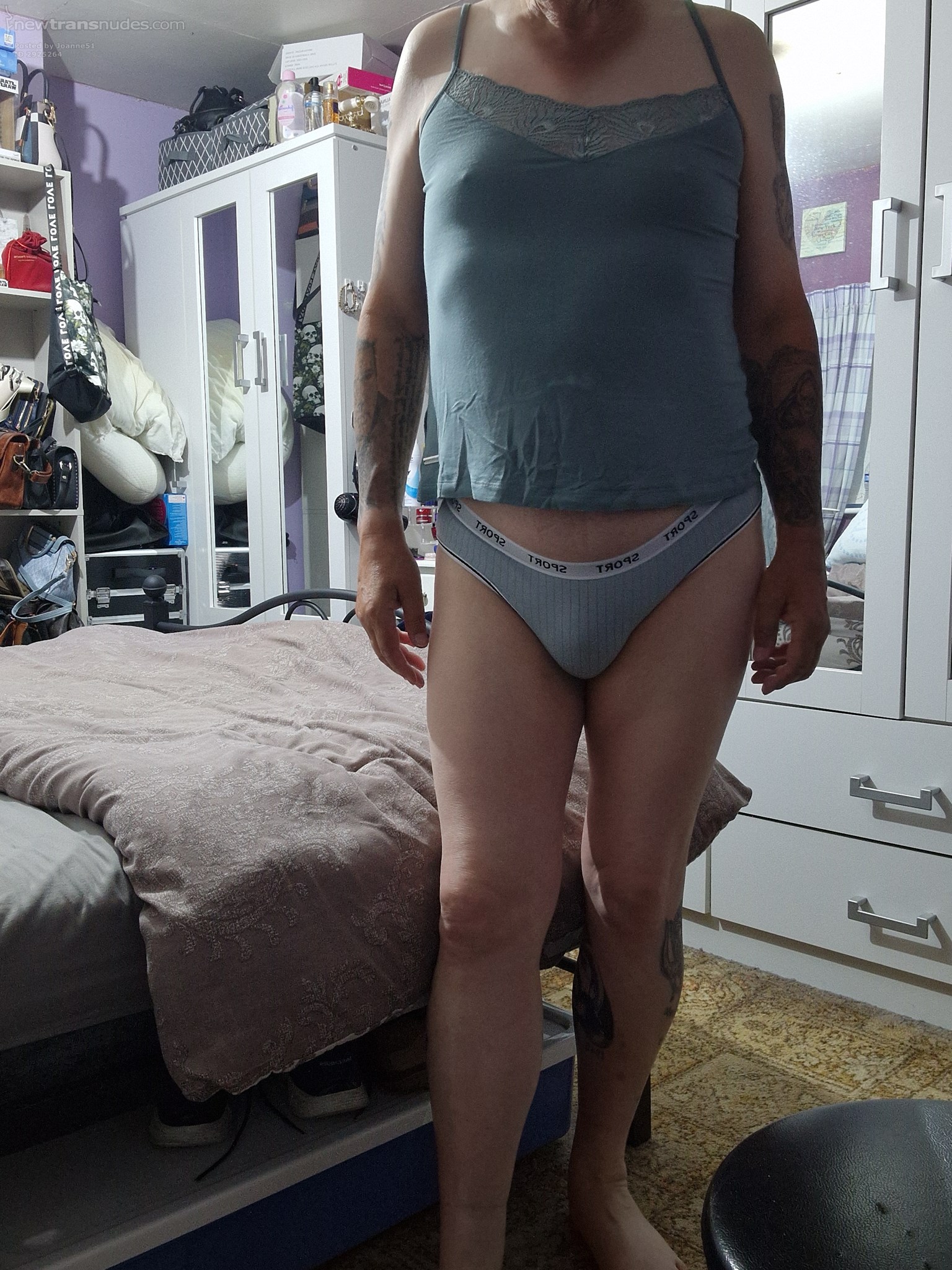 Under my jeans and hoodir