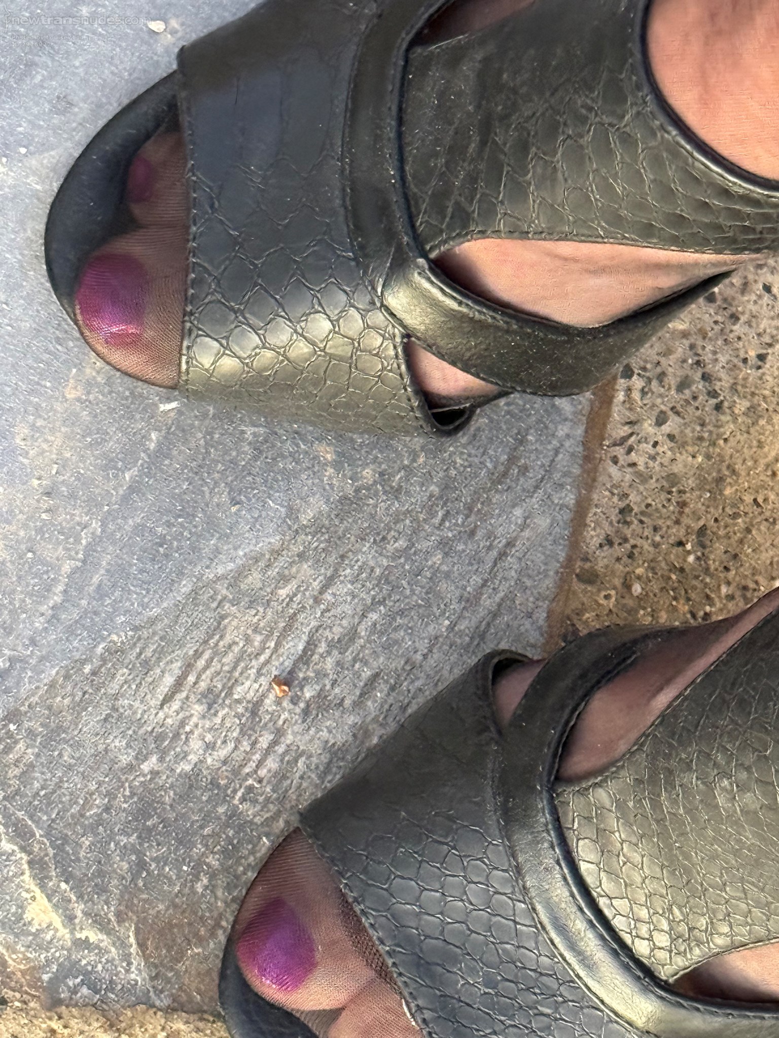 Painted toes and sheer stockings with high heels. Super sexy