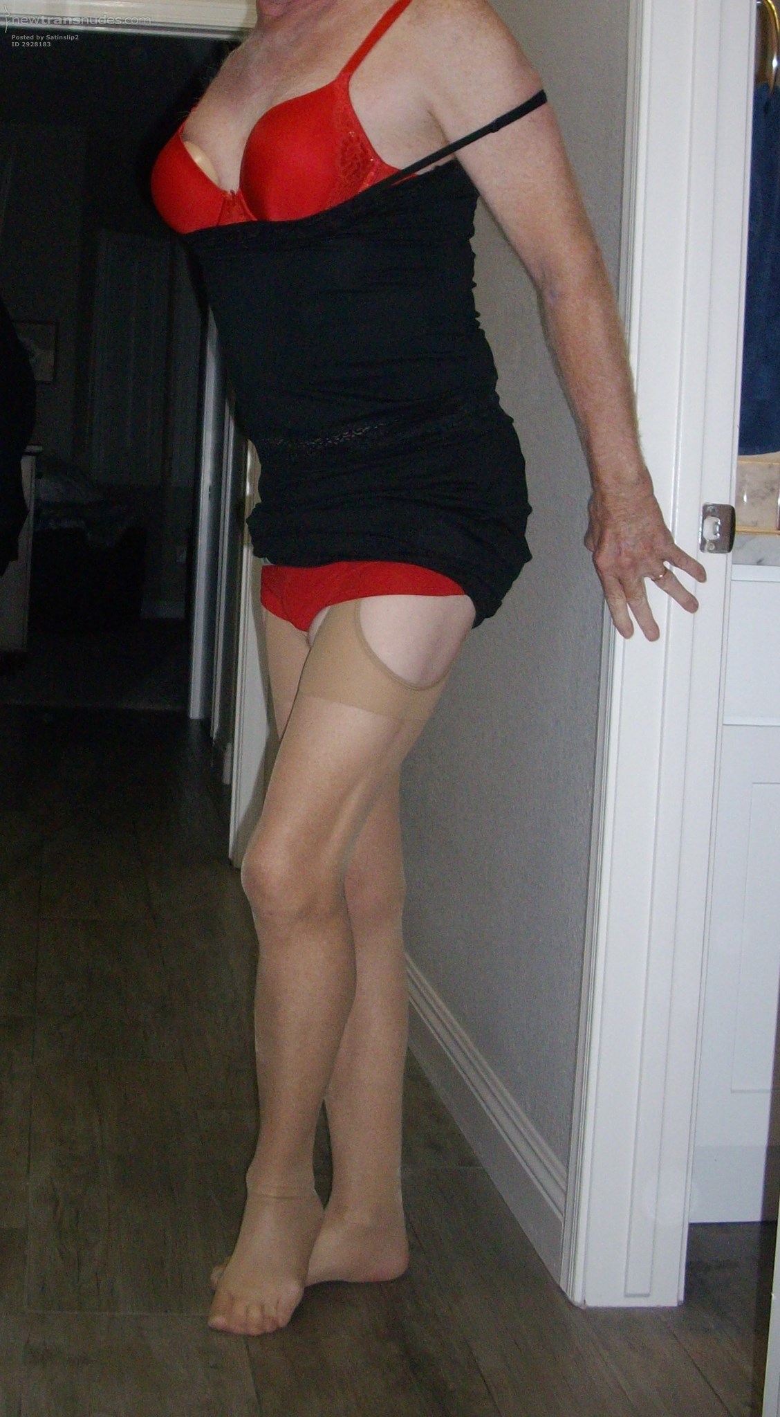 Slow black and red striptease