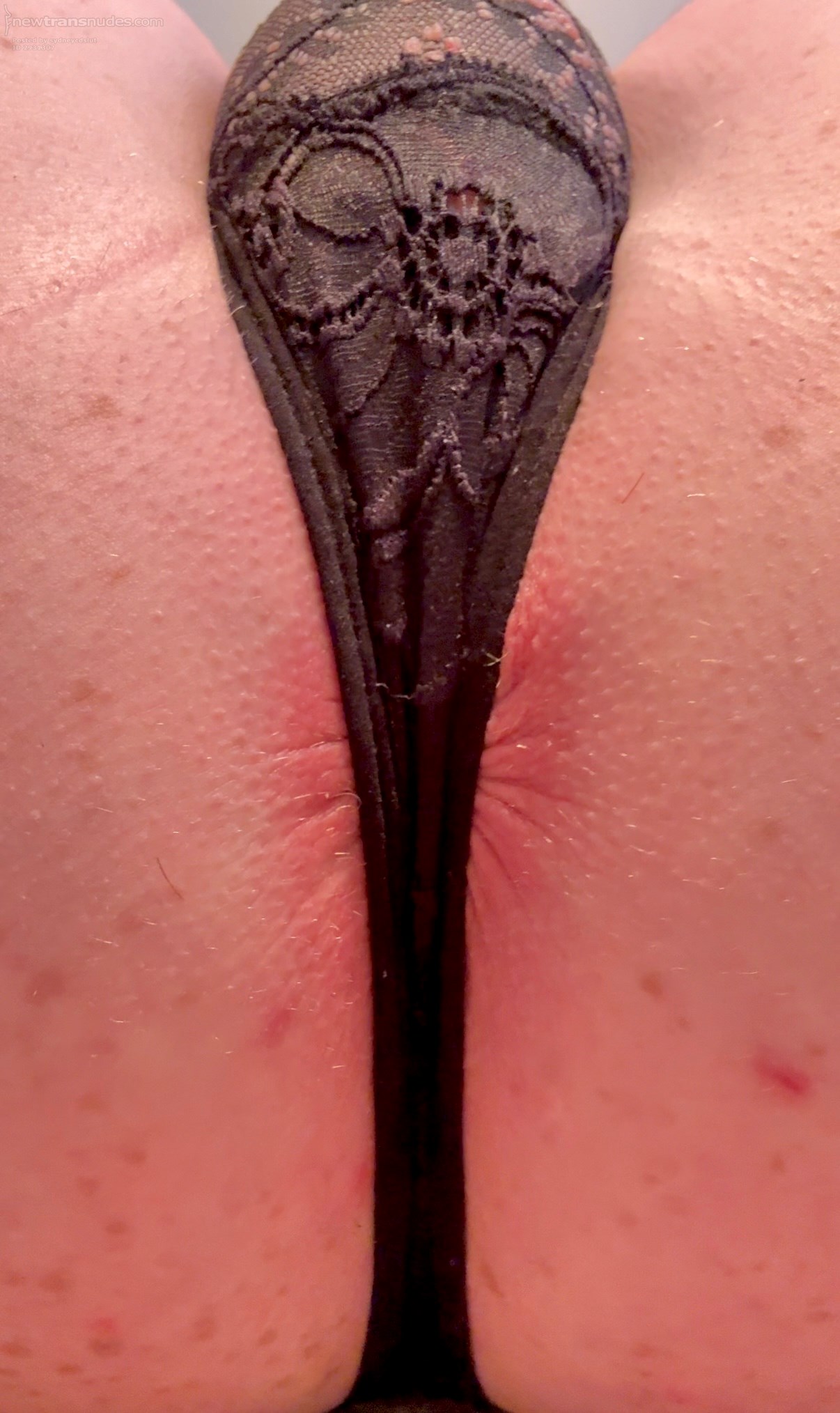 Smooth ass in black lace panties