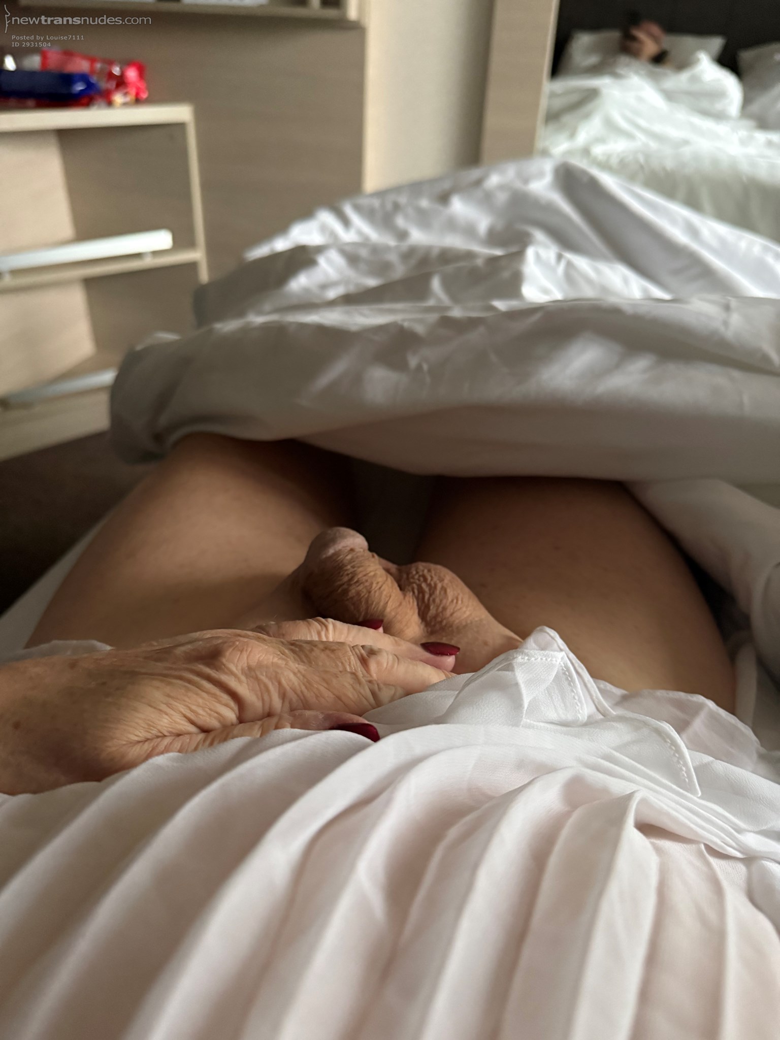 Babydoll nightie painted nails and tiny little limp useless sissy cock