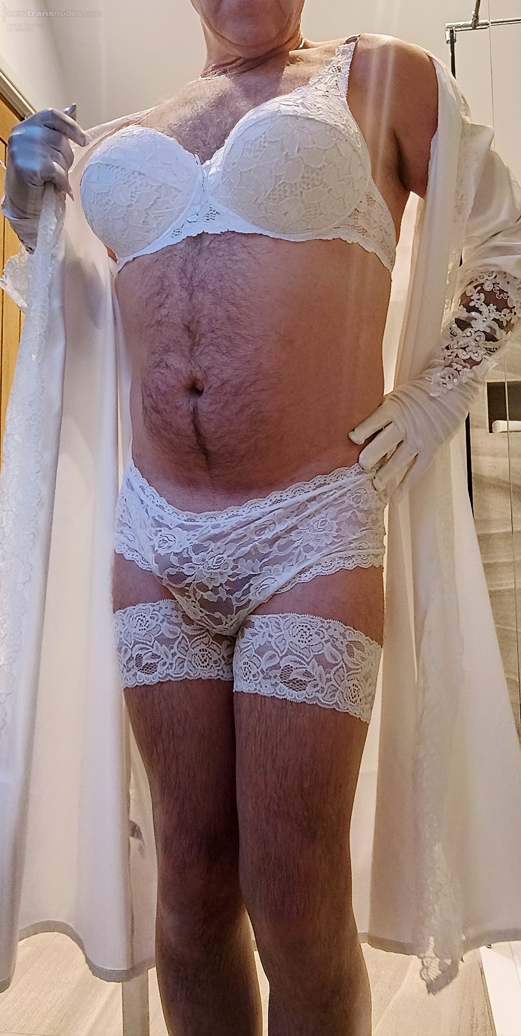 In my neighbours bathroom trying on her lace panties, do love house sitting...