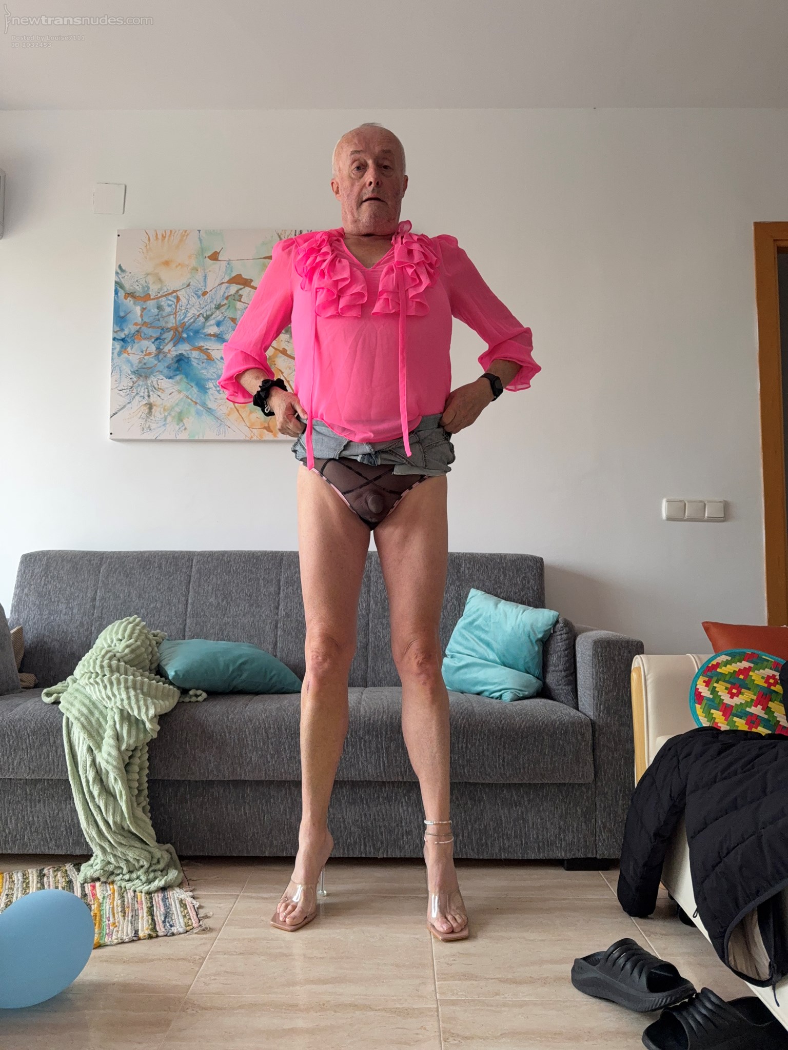 Cute little outfit. Lovely sheer panties. Nothing hidden🩷🩷