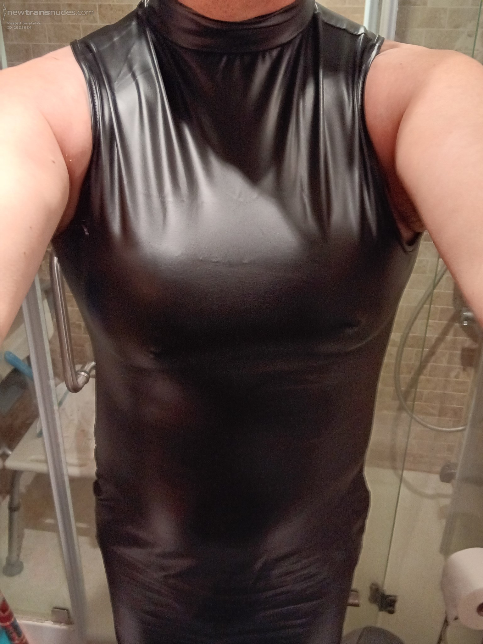 Faux leather mini dress