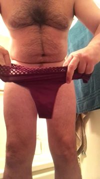Putting on my Be Tempted thong, pictures to cum later